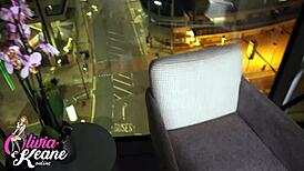 imagine two british 18+ teens in lingerie teasing huge cock before sucking and cum swapping