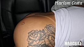 work buddy drove me home then made me pay with her pierced pussy ride