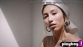 Big Tits Teen Dominique Lobito Strips Naked Revealing Cute Softcore Ass Model Body