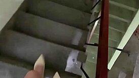 ting xuan pees outdoors publicly then masturbates her shemale cock to cum on thigh