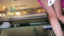 18-year-old babe serves festival crowds braless pantyless under skirt