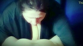 Watch her suck fat mature's huge cock then swallow milky cum load