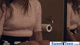 i cant resist this hot 18+ teen's tight ass bouncing in bathroom party fuck