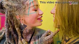 tattooed punk lesbians with split tongues toy anal ride and ass to mouth swap