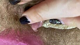 Extreme closeup of huge clit rubbed to squirting wet orgasm