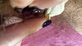 Extreme closeup of huge clit rubbed to squirting wet orgasm