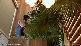 Stepmom bound in bdsm slave gear gets banged rough by monster cock!