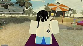 Roblox gamer babe shakes big ass in steamy bedroom play