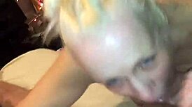 Big ass milf stepmom slurps cock licks balls flaunts huge tits then resumes deep sucking