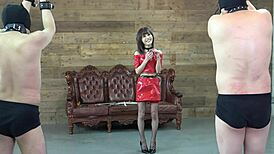 petite japanese mistress punishes in anal threesome