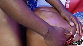 Big black cock rams curvy girlfriend's tight wet pussy in serious doggystyle pounding bent over