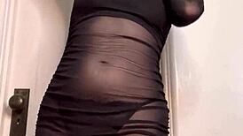 goddess ellie rowyn dances teasing in sheer dress shakes huge tits belly