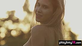 Petite Ukrainian Blonde Emily Rise Poses Nude Smashing in Sunlight