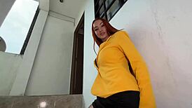 Colombian redhead realtor's big tits bounce as I pound her tight ass passionately