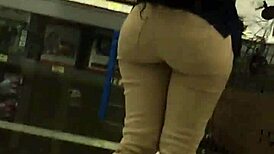 this chick's massive walmart booty shakes while getting bent over and pounded hard in the aisle