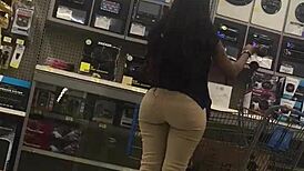 this chick's massive walmart booty shakes while getting bent over and pounded hard in the aisle