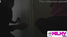 Watch stepmom's big tits bounce as she fucks three thieves doggystyle in front of stepson