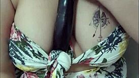 Viral Student Teases Huge Tits and Curvy Ass with Eggplant in Bath