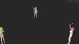 hatsune miku teto and neru go nude with big tits ass ripped clothes goddess mod full body.