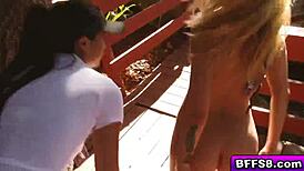 Sweet Hottie Chicks Lick and Fuck Petite Blonde Wet Juicy Pussy with Small Tits