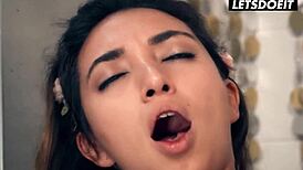 Naughty teen Frida Sante bent over in hostel bathroom for hard doggystyle pounding