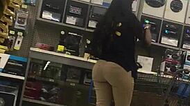 this chick's massive walmart booty shakes while getting bent over and pounded hard in the aisle