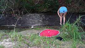 Stranger Rips Clothes Off Student at Waterfall for Outdoor Doggystyle Public Fuck