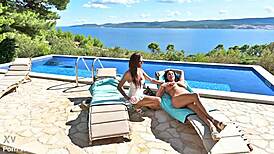 busty anissa kate olivia del rio poolside lesbo kissing anal ass to mouth in heels gp3372