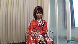 hey this geisha babe flashes her wet cunt then gets fingered hard in pov