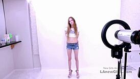 teen model seduced by producer on sofa