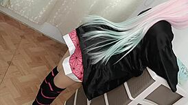 nezuko cosplay stepbro fucks my tight pussy with thick cock... ahh! 💦👘