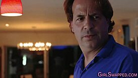 two teen 18+ hotties stroke suck old cock for massive facial cumshots