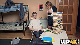 yay big-titted russian tutor seduces student with natural boobs stockings all holes filled 💋📚