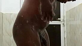 i jerk my huge cock in the shower