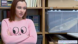 whoa officer rips clothes off this redhead shoplifter then fucks her shaved pussy raw 🔥👮‍♂️