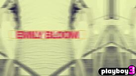 did sexy emily bloom reveal her shaved pussy after teasing poses?