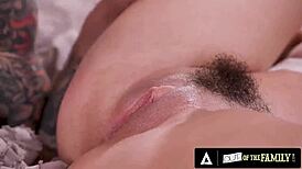 Chanel Camryn's hairy pussy grips stepbro's big cock cowgirl deepthroat doggystyle ride