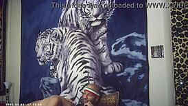 whoa, glasses-wearing big-tit brunette milf takes italian machine pounding backstage!