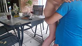 Hardcore pounding neighbor's sexy MILF wife on patio