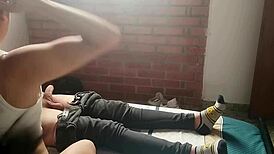 Beautiful teen deepthroats full cock with intense handjob