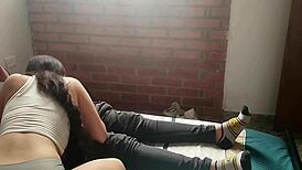 Beautiful teen deepthroats full cock with intense handjob