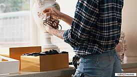 Busty Latin shemale Ariel Demure pops out diamond for 69 oral lick fest