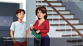 Stepson Bursts Cum All Over Stepmom's Panties in Summer Time Saga! Huge Cock Game with Mature Mother-in-Law Hentai 3D Action!