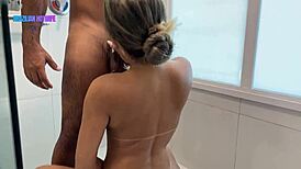 you watching me fuck this thick black dude in shower while you sip beer corno?