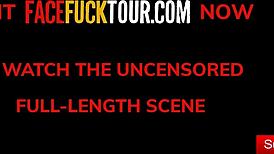 Tiny latina 18yo gags on fat cock drooling loads!