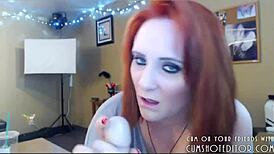 chubby redhead CAMGIRL STUFFS TOYS deep in her holes!