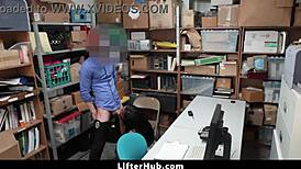 Shoplifting Teen 18+ Bends For Lp Officer'S Rough Punish Ride In Garage