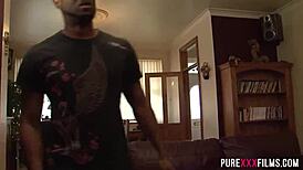 Stepbrother caught drilling stepsister's shaved pussy in school uniform doggystyle cowgirl