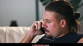 chris strokes monster cock as busty masseuse delivers deepthroat nuru titty fuck