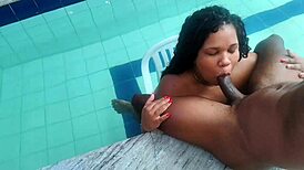 Chubby Latina BBW Sits Sucking Big Black Cock For Milk